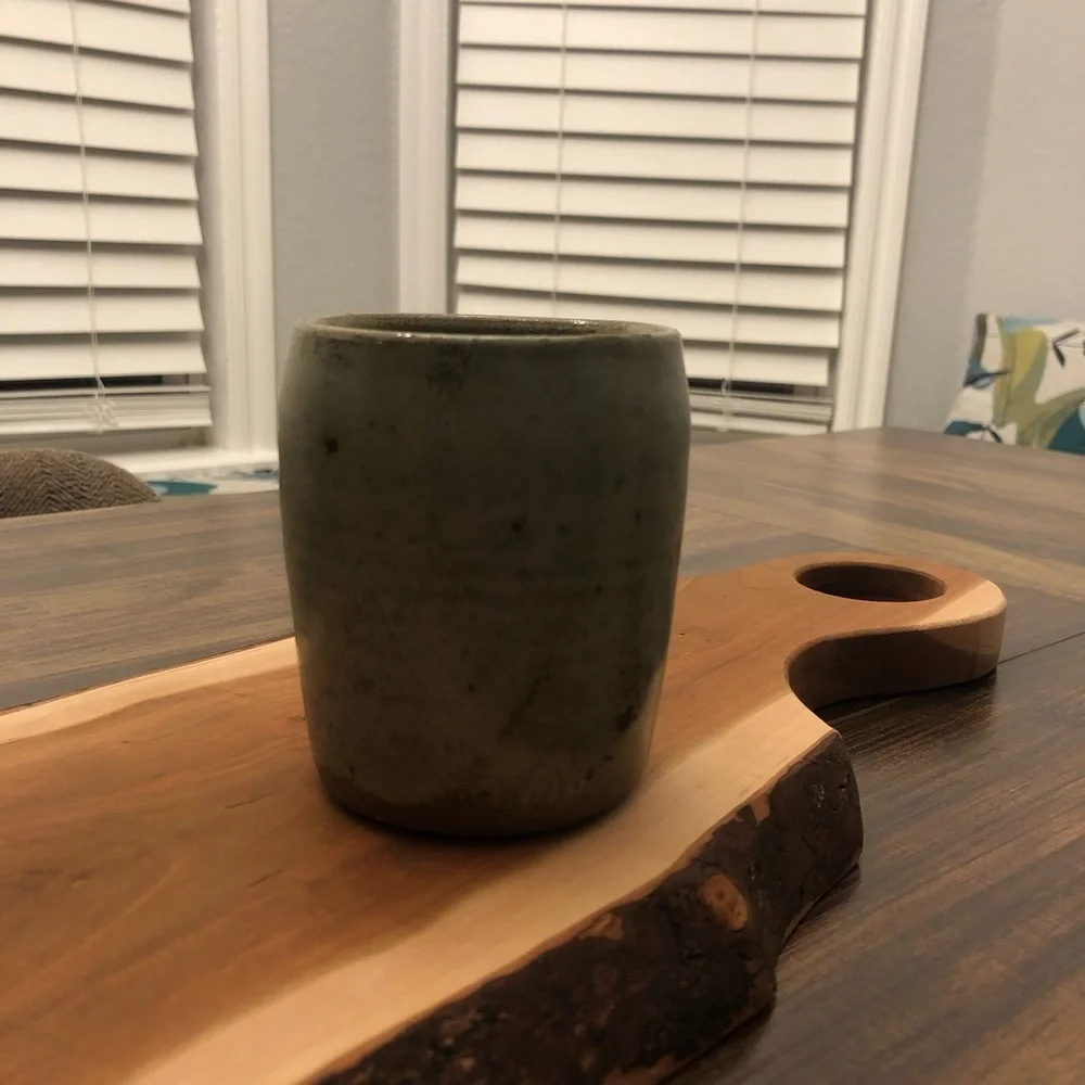 Rustic Green and Brown Ceramic Vase